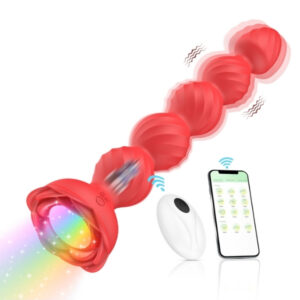 Censan Telefon Kontrollü Haley Rose Pulled Beads Anal Plug – Kırmızı